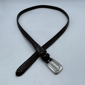 Dockers Maroon Faux Leather Braided Belt Women XL Narrow 3/4” Silver Tone Buckle - Picture 1 of 10