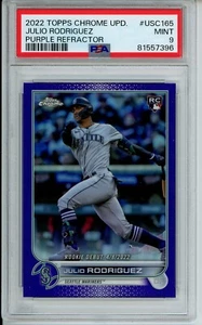 2022 Topps Chrome Update Julio Rodriguez Purple Refractor USC165 Rookie RC PSA 9 - Picture 1 of 2