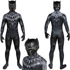 Black Panther Cosplay Bodysuit Jumpsuit Halloween Costume for Adult Men Kids