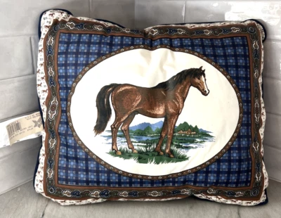 Almohada Caballo De Colección Hecha en EE. UU. 18" X 16" Poni Ecuestre Nuevo Antiguo Stock Foto 1 de 4