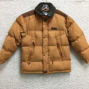 First Down Jacket Medium Adult Brown Full Zip Quilted Puffer Duck Down Mens M - Picture 1 of 18