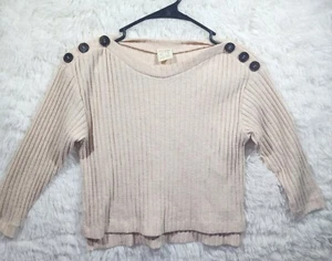 [604] Zara Kids Size 6 Pink Tinged Shoulder Button Rubbed Knit Sweater - Picture 1 of 9