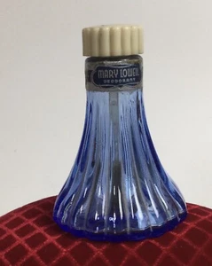Empty Blue Glass Deodorant Bottle Mary Lowell Tipp City, Ohio House Of 1940 - Picture 1 of 14