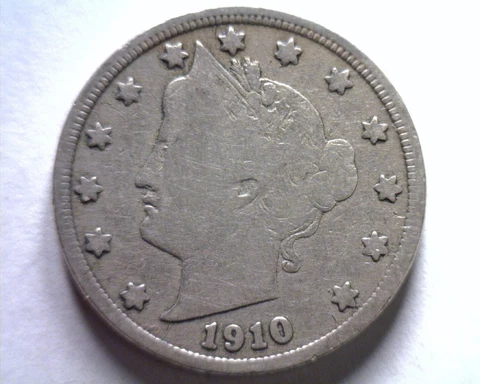 1910 LIBERTY NICKEL FINE F NICE ORIGINAL COIN BOBS COINS FAST 99c SHIPMENT Cover