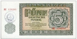 PIENIĄDZE WOJSKOWE - 5 marek NRD, Ro. 375 a ( seria HZ ) UNC, 1955 (1980 ) ! - Zdjęcie 1 z 3