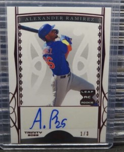 2022 Leaf Trinity Alexander Ramirez Red Foil Auto /3 Mets Angels Rookie SSP SP