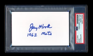 JAY HOOK SIGNED MINT INDEX CARD PSA/DNA AUTOGRAPHED 1962 NEW YORK METS FIRST WIN - Picture 1 of 1