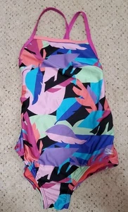 Speedo Bathing Suit Girls Size 12 Racer Back Thin Strap Multi Color Swimsuit - Picture 1 of 7
