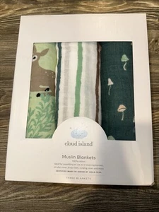 Manta de muselina fauna - rosa/verde/bronceado - 3pk - Cloud Island. Nuevo con etiquetas. - Imagen 1 de 4