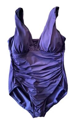 LANDS END Mujer TRAJE DE BAÑO Una Pieza PÚRPURA Sujetador Acolchado Talla 12 Foto 1 de 4