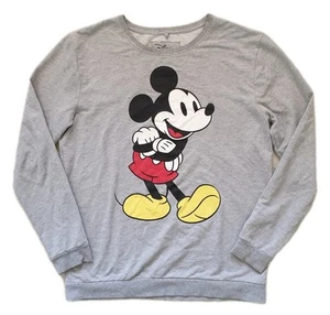 Vintage Mickey Mouse Sweatshirt Mens L Marl Grey Original Disney 80s - Picture 1 of 14
