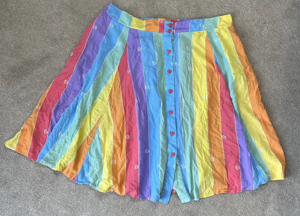 Modcloth x Collectif Rainbow Skirt Womens 20 Heart Swing Pockets Maximalist - Image 1 of 4
