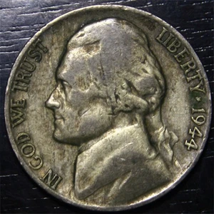 1944 D Jefferson Nickel 5c US Münze Denver Mint 35% Silber - Bild 1 von 2