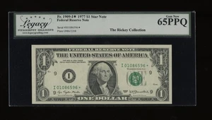 DBR 1977 $1 FRN Minneapolis Gem STAR Fr. 1909-I* Legacy 65 PPQ Serial I01086596* - Picture 1 of 2