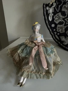 Old Antique Half Doll Needle Pin Cushion Porcelain Art Deco German?  Has Legs - Picture 1 of 12