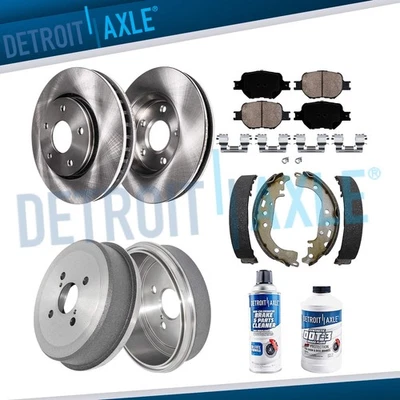 Front Brake Rotors & Ceramic Pads + Rear Drums & Shoes for 2002-05 Toyota Celica - Image 1 of 4