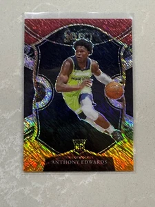 Tarjeta de novato Select Anthony Edwards 2020-21 rojo blanco naranja brillante (RC) #61 - Imagen 1 de 2