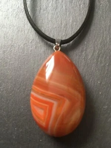 Carnelian Crystal Pendant Necklace Adjustable Cord Orange Gemstone Chakra Gift - Picture 1 of 14