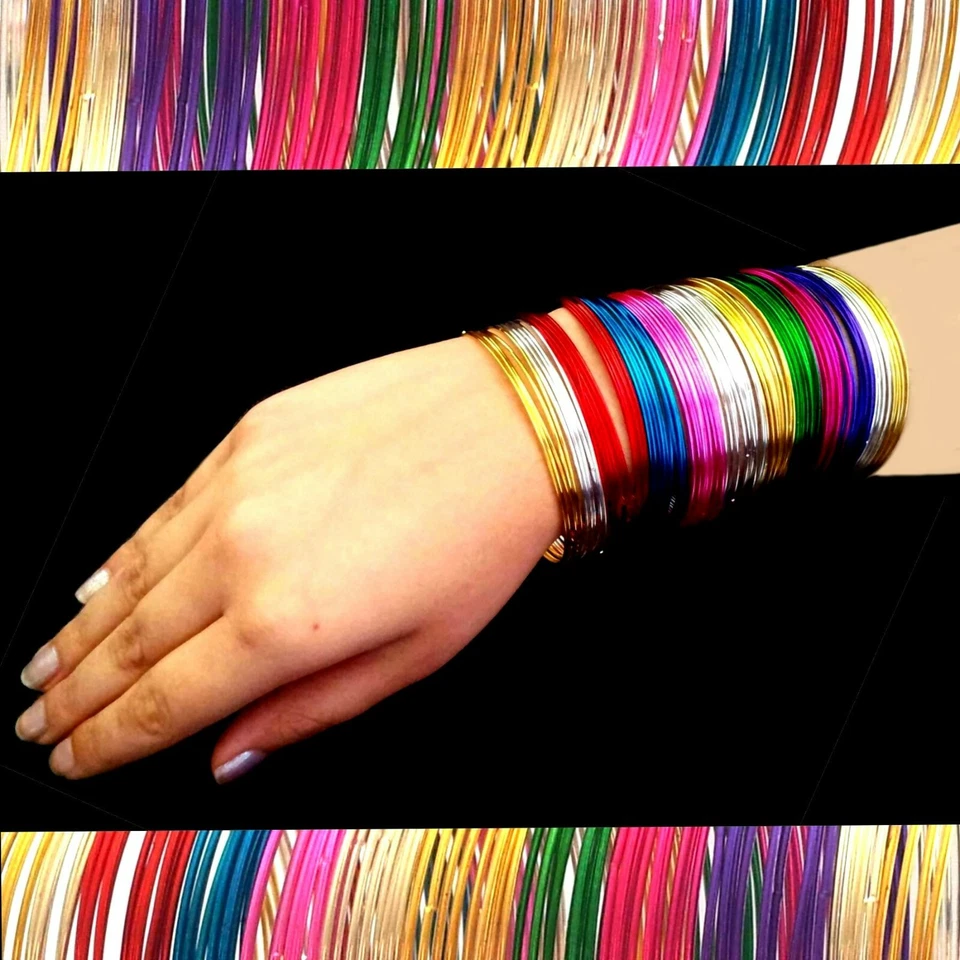 Bracciale Indiano Rigido Set Da Ø6 , 5cm Gioiello Bollywood Choorian Bangle - Immagine 1 di 1