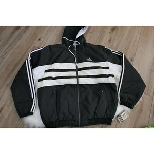 NWT Adidas Vintage 90s MOBY Black Quilted Puffer Men's Large Jacket w/Hood - Picture 1 of 9