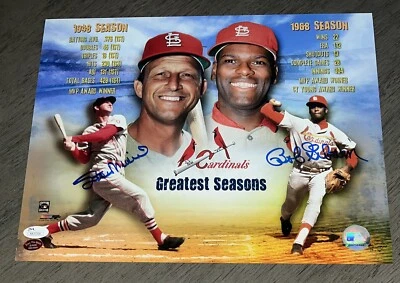 Stan Musial & Bob Gibson Signed 11x14 Glossy Baseball Photo Cardinals JSA & STM - Image 1 of 4