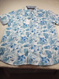 Faze 1 Herren Hemd Blau Blumen Kurzarm 2x - Bild 1 von 7