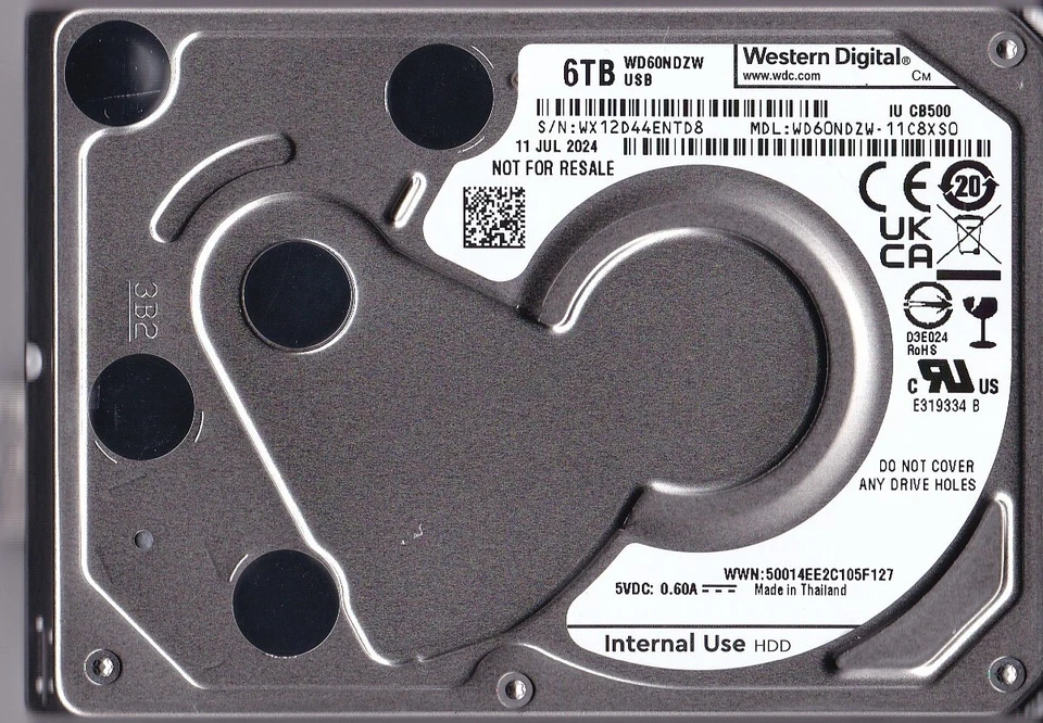 WD60NDZW-11C8XS0 s/n: WX12D4 JUL/2024 Thailand 6TB USB 3.0 2.5" WESTERN DIGITAL - Image 1 of 4