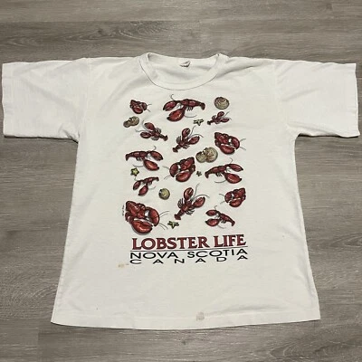 Camiseta vintage años 80 Nueva Escocia Canadá langosta vida mariscos talla pequeña Foto 1 de 4