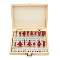 Tungsten Carbide Router Bit Set Shank Milling Cutter Tool Kit with Wooden Case