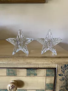 2 Vtg Pier 1 Clear Glass Star Shaped Taper Candle Holders 3.5” H Fourth of July - Picture 1 of 9