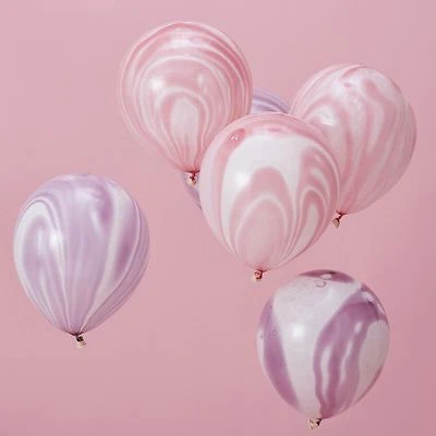 A2Z 20/ MARBLE EFFECT BALLOON Pink & Purple Unicorn Party Decorations Helium Quality