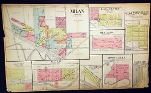1915 Plat Map Town of Milan Washtenaw County Michigan Scio Dixboro Rawsonville