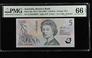 Australia 5 Dollars ND 1992 P 50 a AA Polymer Gem UNC PMG 66 EPQ - Picture 1 of 3