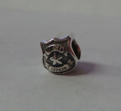 Auténtico abalorio de policía Chamilia de plata esterlina para servir y proteger 2010-3016 Foto 1 de 2