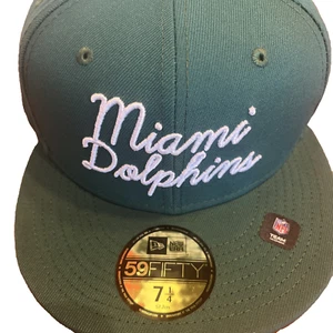 Gorra ajustada de los Miami Dolphins 7 1/4 New Era 59Fifty verde blanco NFL NUEVA CON ETIQUETAS - Imagen 1 de 8