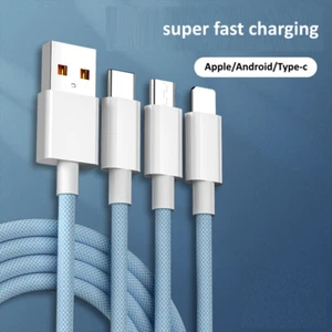 3 in 1 Multi USB charger lead cable cord iPhone 8 pin Micro USB Type-C Android - Picture 1 of 9