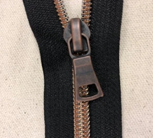 2 Yards Copper on Black #5 Coil Purse Bag Zipper Tape w/ 8 Pulls - Picture 1 of 2