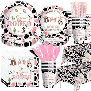 Western Cowgirl 2nd Birthday Decorations Tableware Girl My Second Rodeo Birth... - Picture 1 of 7