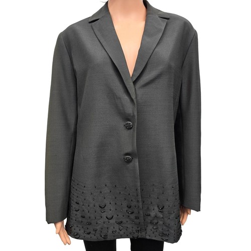 VALENTINO Miss V Blazer Giacca Abbellimento Perline 14 L Made in Italy Vintage