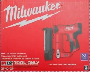 Milwaukee 2540-20 M12 12V 23 Gauge Compact Cordless Pin Nailer NEW - Picture 1 of 1