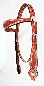Estampilla de canasta de cuero de Billy Cook diadema manchada cabecero caballo tack Concho chN - Imagen 1 de 2