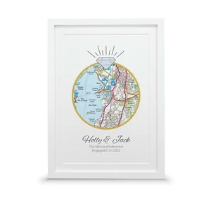Engagement map present | Personalised just engaged print | Special place gift - Picture 1 of 34