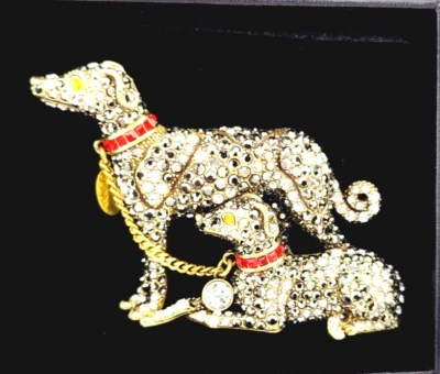 Heidi Daus Handsome Hounds Crystal Dog Pin Brooch #69 - Image 1 of 2