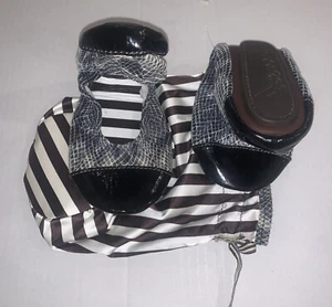 Henri Bendel Miss Bendel Ballerinas graues Leder Gr. 7 neu ohne Etikett NEU - Bild 1 von 4