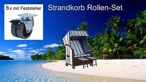 1 Satz Strandkorbrollen (mit 8 Stück) Feststeller, PU Räder ø 50mm, spurfrei!!!  - Bild 1 von 1
