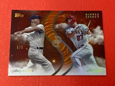 2024 Topps Dynamic Duals Mickey Mantle Mike Trout efecto ondulado citrino #5/5 Foto 1 de 2