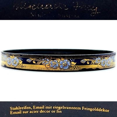 Authentic MICHAELA FREY Vintage Gold Blue Floral Bangle Bracelet Austria - Image 1 of 2