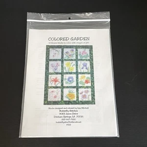 Farbiger Garten Quilt & Malmuster 34”x42” Schmetterlingsstiche von Liza Mitchell - Bild 1 von 3