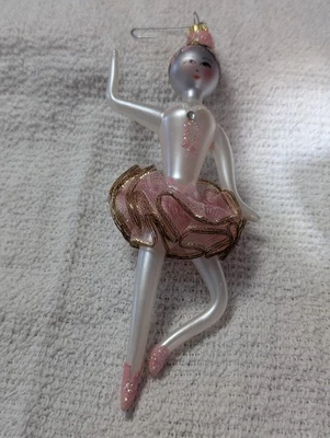 Bailarina vintage de vidrio soplado De Carlini dama adorno de Navidad Italia Foto 1 de 2