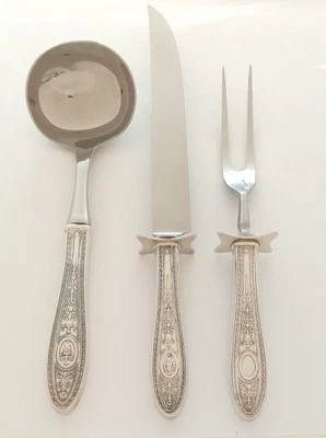 International Sterling Silver Carving Set & Spoon ~ Made In Wedgewood Pattern Foto 1 de 4